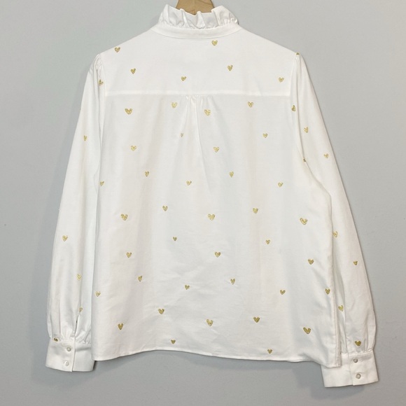 Sezane Chlo Gold Hearts Embroidered Shirt - Picture 9 of 12